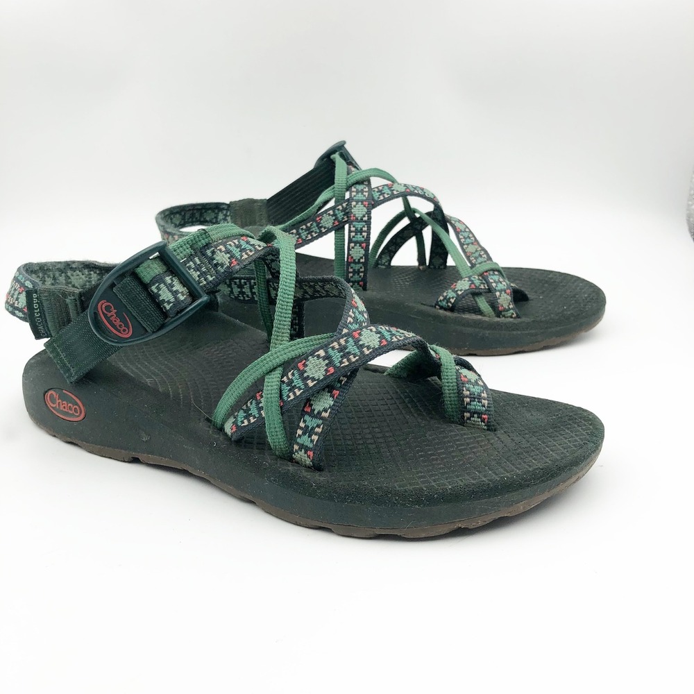 Chaco Sandals Womens 8 Z/Cloud X2 Remix Creed Pine Green Strappy Toe Loop Hiking